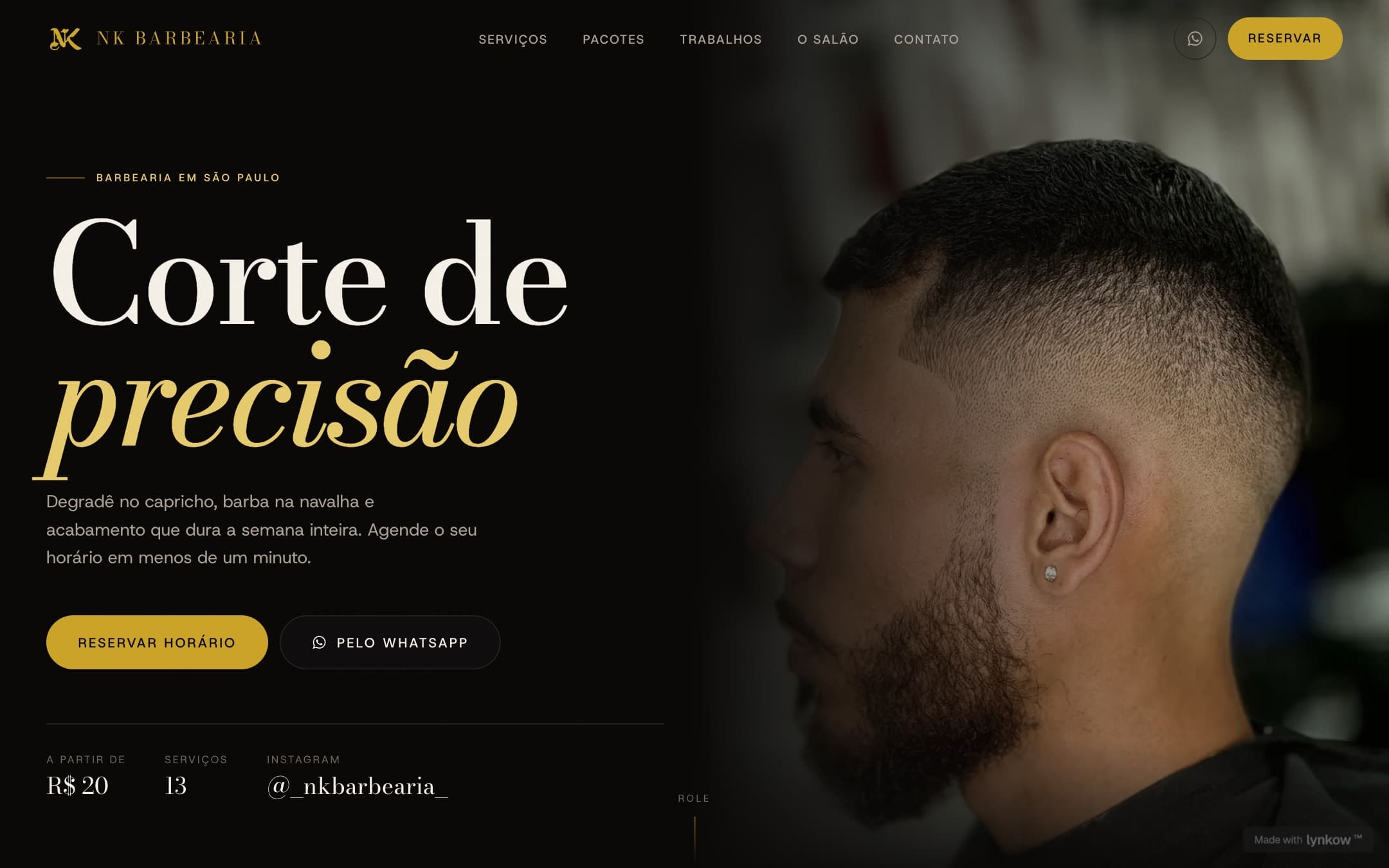 Page d'accueil du site nkbarbearia.com