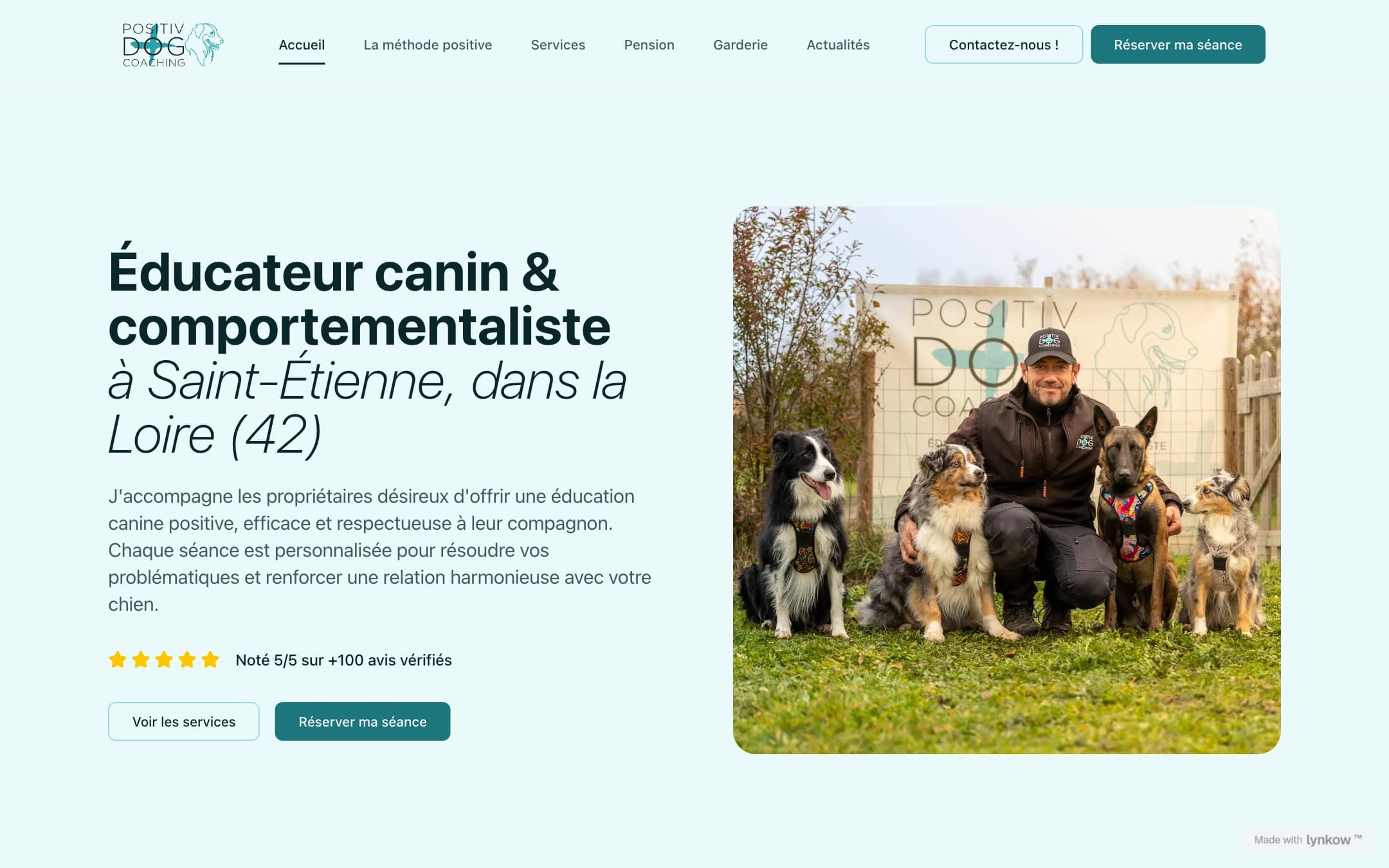 Page d'accueil du site positivdogcoaching.fr